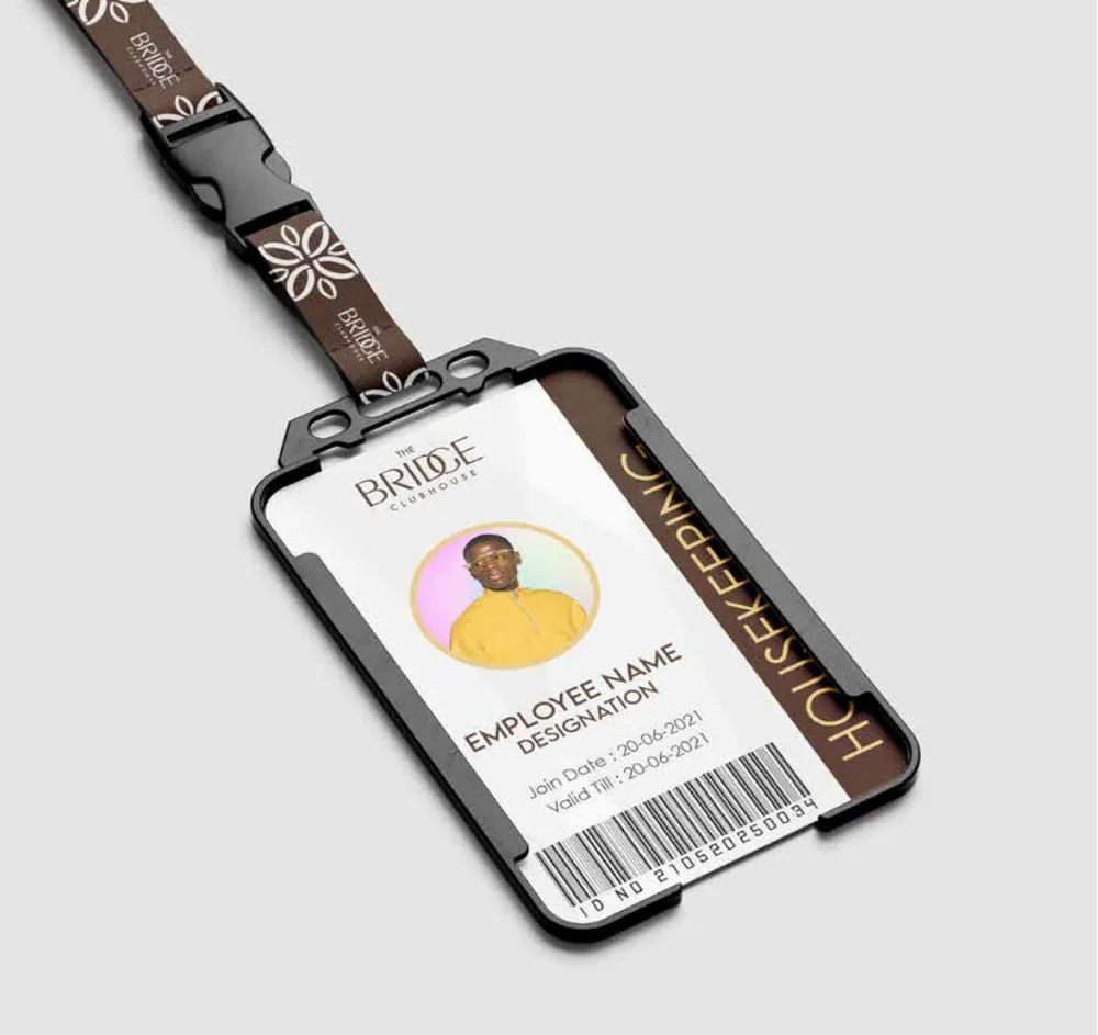 ID badge, branded with The Bridge Clubhouse identity