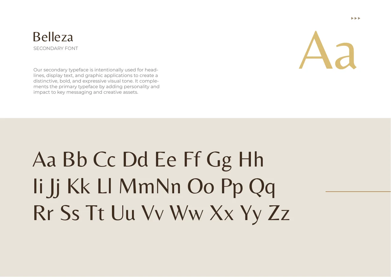 Belleza specimen page from the brand guidelines