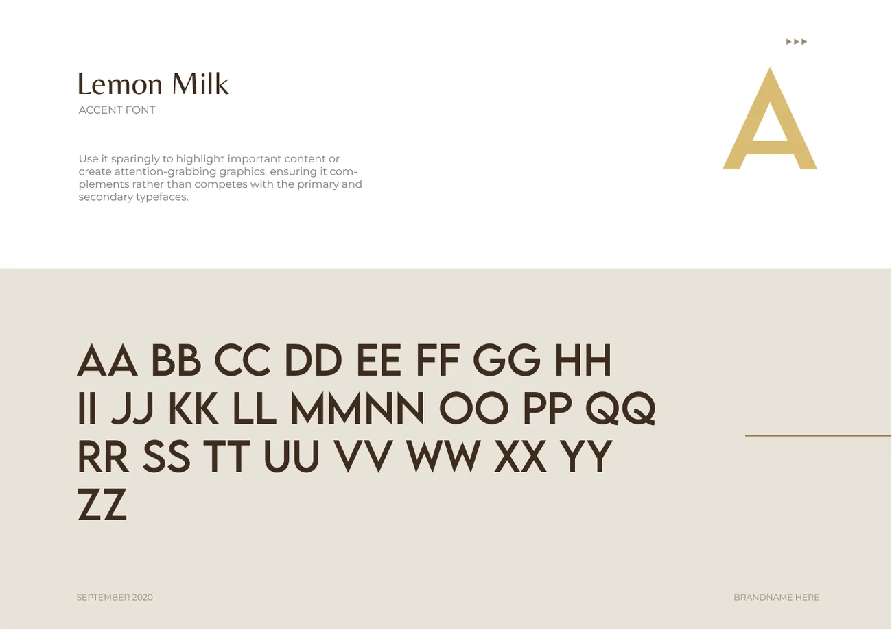 Lemon Milk specimen page from the brand guidelines