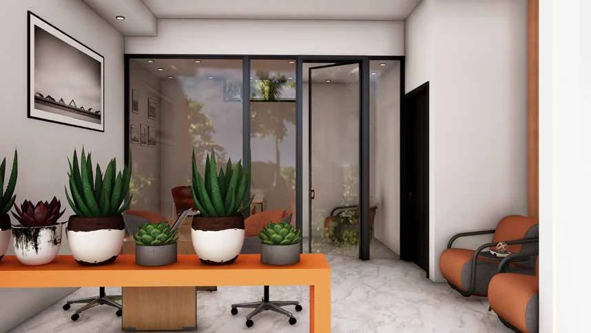 Orange counter with planting
