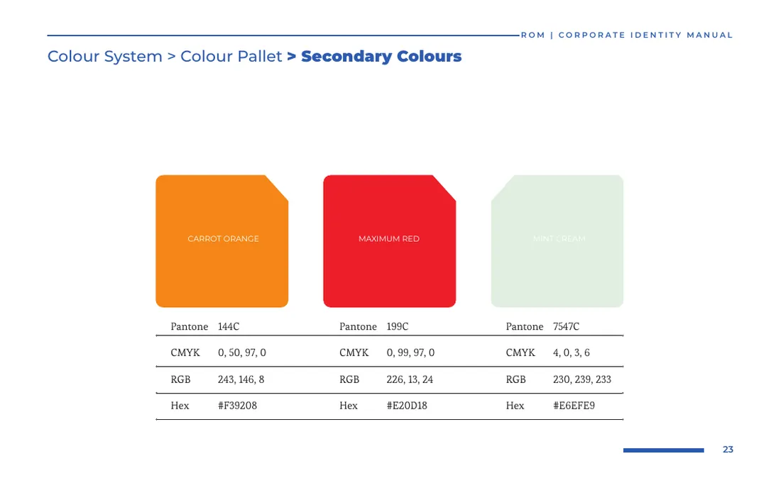 Brand manual: Secondary colours