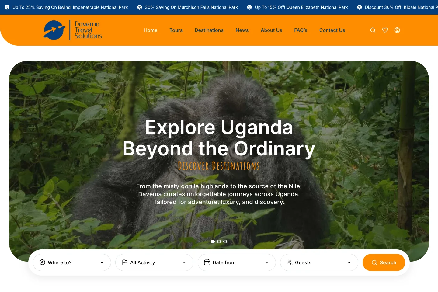 Davema Travel Solutions website